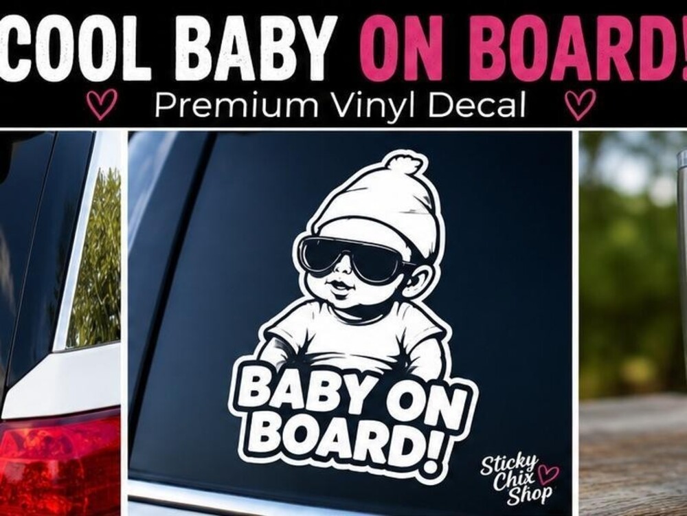 Baby On Board Vinyl Decal | Funny Car Window Sticker | Waterproof 6",8",10"